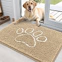 OLANLY Dog Door Mat for Muddy Paws 35x24, Paw Print Design Chenille Mud Mat