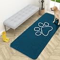 OLANLY Dog Door Mat for Muddy Paws 59x24, Paw Print Design Chenille Mud Mat