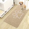 OLANLY Dog Door Mat for Muddy Paws 44x24, Paw Print Design Chenille Mud Mat