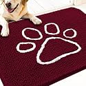 OLANLY Dog Door Mat for Muddy Paws 32x20, Paw Print Design Chenille Mud Mat