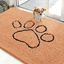 OLANLY Dog Door Mat for Muddy Paws 48x30, Paw Print Design Chenille Mud Mat