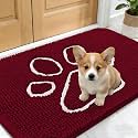 OLANLY Dog Door Mat for Muddy Paws 24x16, Paw Print Design Chenille Mud Mat