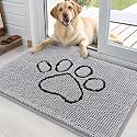 OLANLY Dog Door Mat for Muddy Paws 36x24, Paw Print Design Chenille Mud Mat