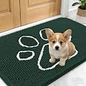 OLANLY Dog Door Mat for Muddy Paws 24x16, Paw Print Design Chenille Mud Mat