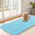 OLANLY Dog Door Mat for Muddy Paws 47x20, Super Absorbent Chenille Mud Mat