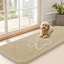 OLANLY Dog Door Mat for Muddy Paws 59x20, Paw Print Design Chenille Mud Mat
