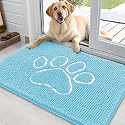OLANLY Dog Door Mat for Muddy Paws 36x24, Paw Print Design Chenille Mud Mat