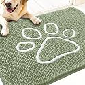 OLANLY Dog Door Mat for Muddy Paws 32x20, Paw Print Design Chenille Mud Mat