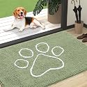 OLANLY Dog Door Mat for Muddy Paws 47x32, Paw Print Design Chenille Mud Mat
