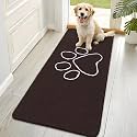 OLANLY Dog Door Mat for Muddy Paws 70x35, Paw Print Design Chenille Mud Mat