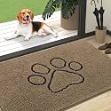 OLANLY Dog Door Mat for Muddy Paws 47x32, Paw Print Design Chenille Mud Mat