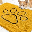 OLANLY Dog Door Mat for Muddy Paws 30x20, Paw Print Design Chenille Mud Mat