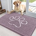OLANLY Dog Door Mat for Muddy Paws 36x24, Paw Print Design Chenille Mud Mat