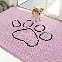 OLANLY Dog Door Mat for Muddy Paws 48x30, Paw Print Design Chenille Mud Mat
