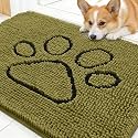 OLANLY Dog Door Mat for Muddy Paws 30x20, Paw Print Design Chenille Mud Mat