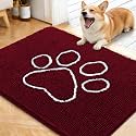 OLANLY Dog Door Mat for Muddy Paws 40x32, Paw Print Design Chenille Mud Mat