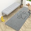 OLANLY Dog Door Mat for Muddy Paws 59x24, Paw Print Design Chenille Mud Mat