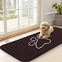 OLANLY Dog Door Mat for Muddy Paws 47x20, Paw Print Design Chenille Mud Mat