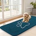 OLANLY Dog Door Mat for Muddy Paws 47x20, Paw Print Design Chenille Mud Mat