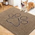 OLANLY Dog Door Mat for Muddy Paws 40x32, Paw Print Design Chenille Mud Mat