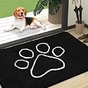 OLANLY Dog Door Mat for Muddy Paws 47x32, Paw Print Design Chenille Mud Mat