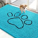 OLANLY Dog Door Mat for Muddy Paws 48x30, Paw Print Design Chenille Mud Mat