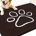 OLANLY Dog Door Mat for Muddy Paws 34x21, Paw Print Design Chenille Mud Mat