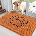 OLANLY Dog Door Mat for Muddy Paws 36x24, Paw Print Design Chenille Mud Mat