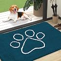 OLANLY Dog Door Mat for Muddy Paws 47x32, Paw Print Design Chenille Mud Mat