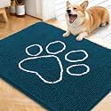 OLANLY Dog Door Mat for Muddy Paws 40x32, Paw Print Design Chenille Mud Mat