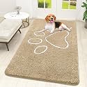 OLANLY Dog Door Mat for Muddy Paws 59x32, Paw Print Design Chenille Mud Mat