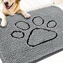 OLANLY Dog Door Mat for Muddy Paws 34x21, Paw Print Design Chenille Mud Mat