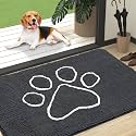 OLANLY Dog Door Mat for Muddy Paws 47x32, Paw Print Design Chenille Mud Mat