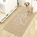 OLANLY Dog Door Mat for Muddy Paws 47x24, Paw Print Design Chenille Mud Mat