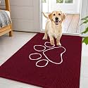 OLANLY Dog Door Mat for Muddy Paws 44x32, Paw Print Design Chenille Mud Mat