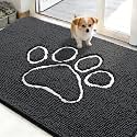 OLANLY Dog Door Mat for Muddy Paws 48x30, Paw Print Design Chenille Mud Mat