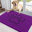 OLANLY Dog Door Mat for Muddy Paws 36x24, Paw Print Design Chenille Mud Mat