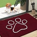 OLANLY Dog Door Mat for Muddy Paws 47x32, Paw Print Design Chenille Mud Mat