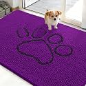 OLANLY Dog Door Mat for Muddy Paws 48x30, Paw Print Design Chenille Mud Mat