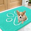 OLANLY Dog Door Mat for Muddy Paws 24x16, Paw Print Design Chenille Mud Mat