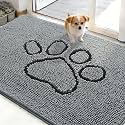 OLANLY Dog Door Mat for Muddy Paws 48x30, Paw Print Design Chenille Mud Mat