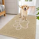 OLANLY Dog Door Mat for Muddy Paws 44x32, Paw Print Design Chenille Mud Mat