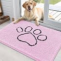 OLANLY Dog Door Mat for Muddy Paws 36x24, Paw Print Design Chenille Mud Mat