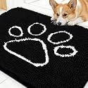 OLANLY Dog Door Mat for Muddy Paws 30x20, Paw Print Design Chenille Mud Mat