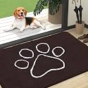 OLANLY Dog Door Mat for Muddy Paws 47x32, Paw Print Design Chenille Mud Mat