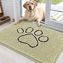 OLANLY Dog Door Mat for Muddy Paws 36x24, Paw Print Design Chenille Mud Mat