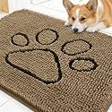 OLANLY Dog Door Mat for Muddy Paws 30x20, Paw Print Design Chenille Mud Mat