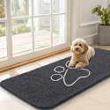 OLANLY Dog Door Mat for Muddy Paws 47x20, Paw Print Design Chenille Mud Mat