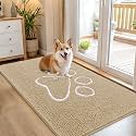 OLANLY Dog Door Mat for Muddy Paws 54x32, Paw Print Design Chenille Mud Mat