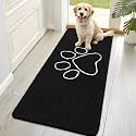OLANLY Dog Door Mat for Muddy Paws 70x35, Paw Print Design Chenille Mud Mat